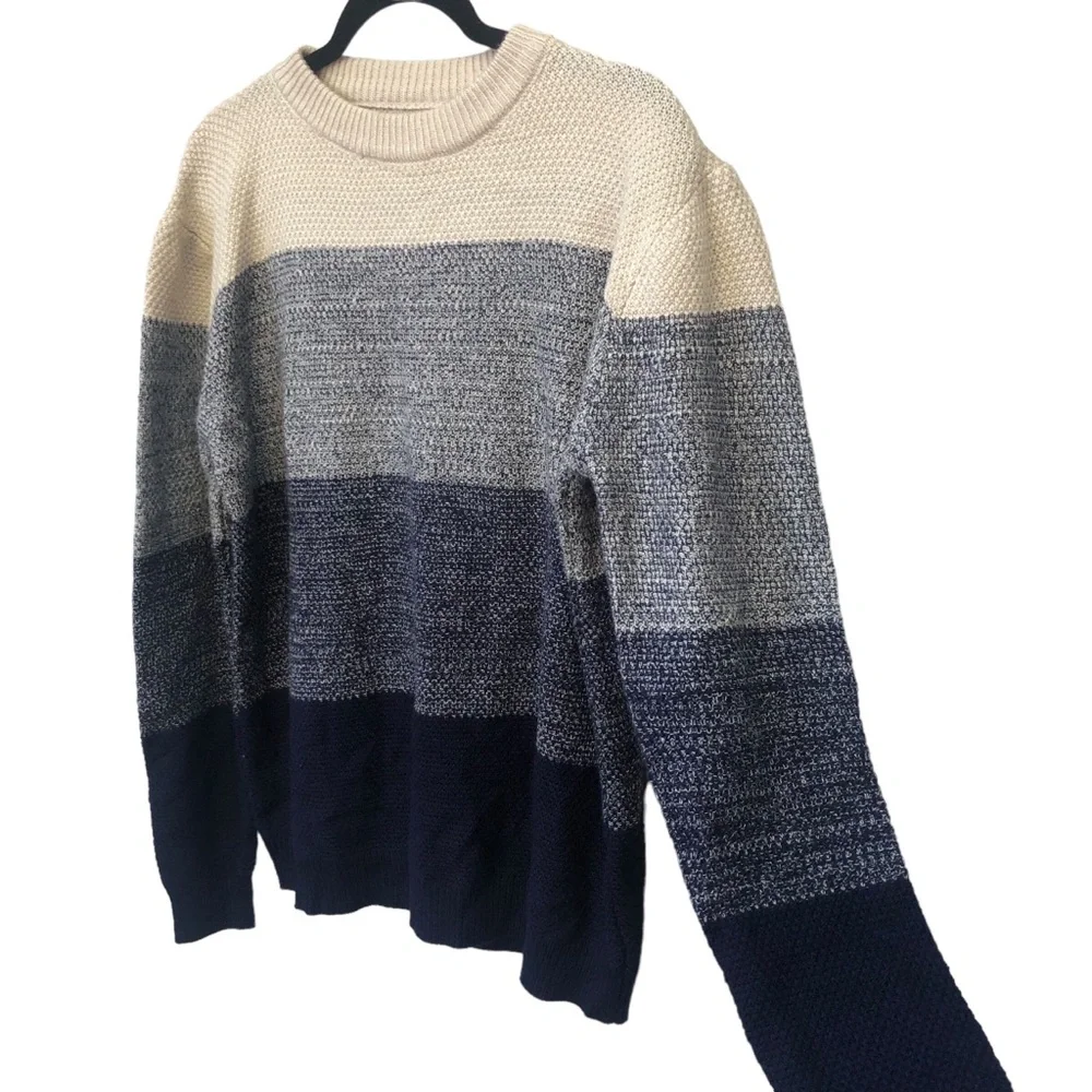 Khaki and Blue Striped Sweater size Medium - Picture 3 of 5